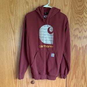 Carhartt Men's Burgundy Hoodie with Logo